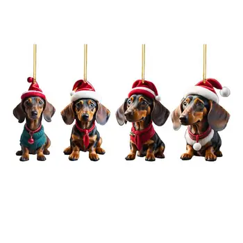 Câinele Ornamente pentru Bradul de Crăciun Drăguț Auto Ornament Câine Pandantiv Acrilic 2D Farmecul Interior Auto Accesorii de Decor Pentru Pomul de Crăciun