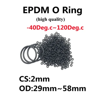 30Pcs EPDM o Inele CS 2mm OD 29 ~ 58mm Acid și Alcaline Rezistență la Apă Rezistență la Frecare Rezistență o-ring Negru