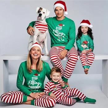 Acasă Purta Părinte-Copil Poarte Haine pentru Întreaga Familie Tipărite de Crăciun Costum de Pijama
