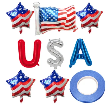 8pcs Consumabile Partid Steagul American Birou Memorial Decoratiuni cu Baloane Usoare Sua de Ziua Independenței Folie de Aluminiu Veterani