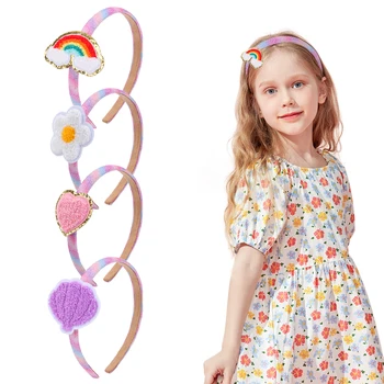 1 BUC Curcubeu Minunat Hairband pentru Fete Sclipici Cerc Păr Drăguț Flori Shell Clip Bentita Copii Cadouri pentru Copii Toddler Accesorii de Par
