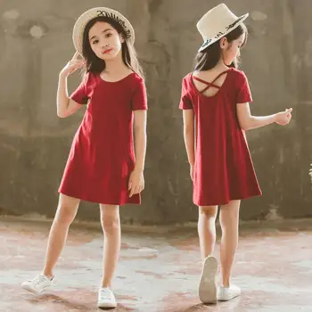 Bumbac Fata Rochie De Vara Rochie 2023 Noi Pentru Copii Îmbrăcăminte De Culoare Solidă Copii Fusta Halter Fusta De Printesa Fusta Fete Dress