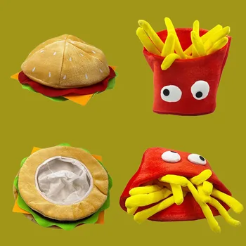 Hat Party Dress Up Desene Animate Drăguț Cartofi Prajiti Burger Creative Realist Amuzant Capul Set De Elemente De Recuzită Copii Copil Capac