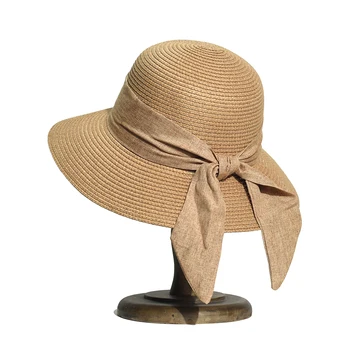 Margine Largă Panglică Plaja Doamnelor Pălărie De Vară În Aer Liber Găleată Pălărie Respirabil Palarie De Soare La Modă Pălărie De Paie Pliabila