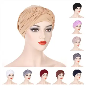 Noi Turban Pălării pentru femei poftă de mâncare Solidă Panglica Hijab Headwrap capace Pre legat Chimioterapie Cap Pălării de Cancer Capacul de Păr