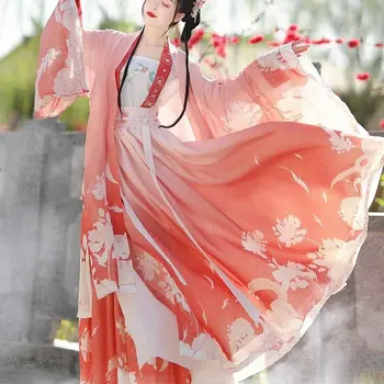 4buc Hanfu Femei Chineză Tradițională Etapă Eleganta Dinastiei Tang Dans Purta de sex Feminin de Basm Oriental Princess Cosplay Costum