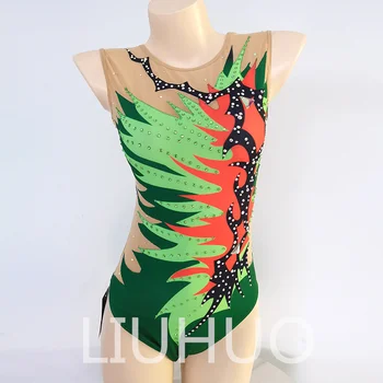 LIUHUO Gimnastică Ritmică Tricouri Fete Sincronizate Înot Costume de Echipa Competiție Sportivă Teamwear Verde
