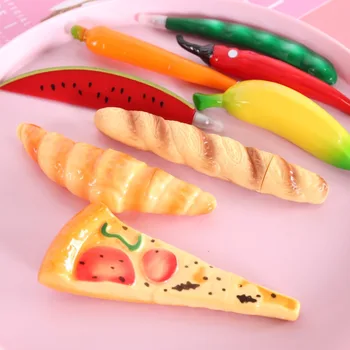 1buc Creativi elevi de învățare papetărie simulare pizza pix negru refill hot dog pâine stilou amuzant și interesant