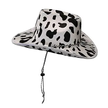 Reglabil Vacă Albă Windproof Roz Star Cordon Pălărie Cowgirl Fata Capac Pălărie De Cowboy Stetson