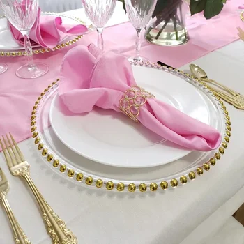 100piesă Clar Încărcător Placa cu Aur, Margele Janta de Plastic Acrilic Decorativ Cină, Servește Nunta Xmas Party Decor