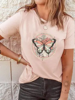 Fluture 90 Tendință Stil Doamnelor Haine Casual, Haine de Moda pentru Femei de sex Feminin cu Maneci Scurte T Graphic Tee de Imprimare T-shirt