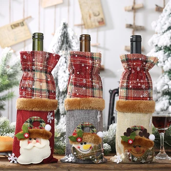 De craciun pentru Sticla de Vin Acoperă Moș crăciun om de Zăpadă Elan Sticla de Vin Saci de Pânză groasă de sac Pungi de Cadouri pentru Anul Nou