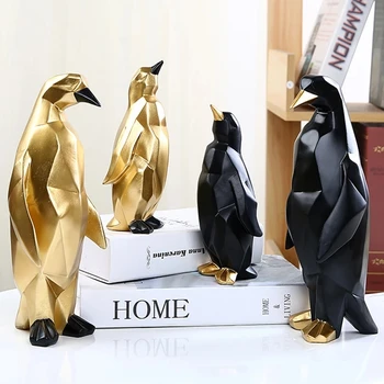 Pinguin Sculptura Animal Statuie Geometrice Abstracte Stil De Rasina De Artizanat Decor Acasă Desktop Interior Pinguin Ornament
