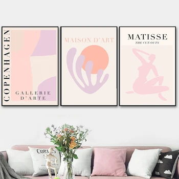 Matisse Yayoi Kusama Postere si Printuri Roz Roșu Expoziție de Artă Panza Pictura Nordică Poze de Perete pentru Camera de zi Decor Acasă
