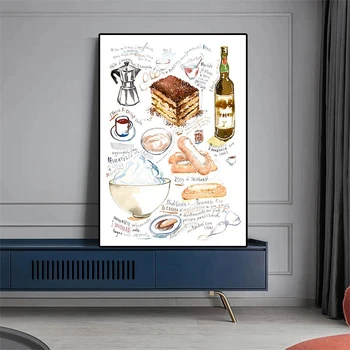 Europene Retete preparate din bucătăria italiană salata de Legume Tomate Acuarelă Bucătărie Arta de Perete Decor Panza poster Estetica Sala pictura