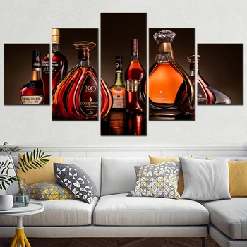 5 Bucata XO Whisky Canvas Wall Art Poza Modular Alcool de Vin Tablouri Canvas pentru Decorațiuni pentru Mese Bar, Cameră Decor