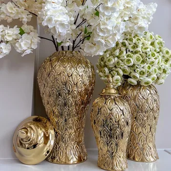 Sticle Decor Acasă Model de Galvanizare Ceramice Perfect pentru Lumina de Lux cu Flori de Aur Nunta Moderne, Dimensiune 10 Set
