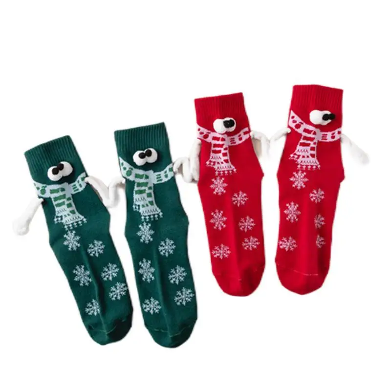 Crăciun Magnetic Mana Sosete Unisex Negru Roșu Cuplu Ciorap De Bumbac Se Țin De Mâini Șosete Lungi Fetele Harajuku Noutate Șosete - 1