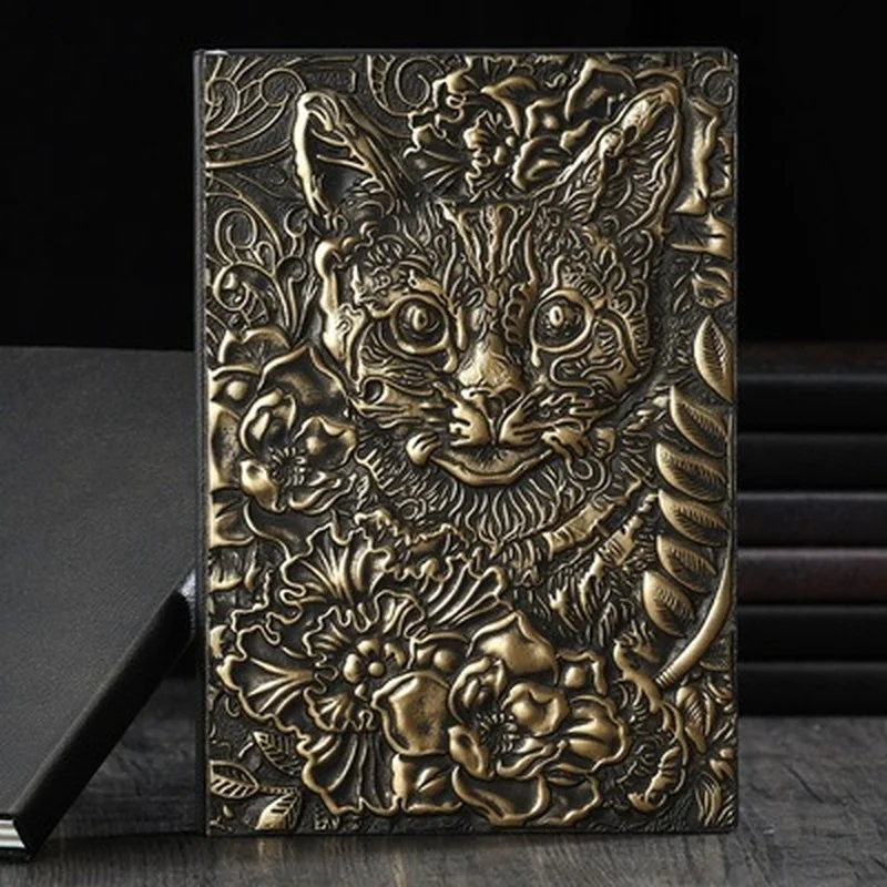 Noul Design Vintage Cat Notebook Retro Planificator De Carte De Bronz Rechizite De Birou Cultura De Educație Rechizite Notebook - 2