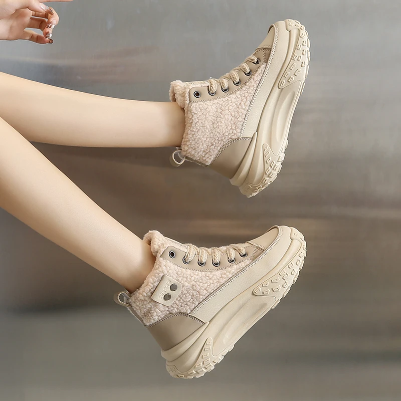 Damyuan 2023 Iarna Lambhair Bumbac Pantofi De Pluș Cald Glezna Cizme Casual Platforma Cizme De Zăpadă În Aer Liber Pantofi De Mers Pe Jos Mujer De Pantofi - 1