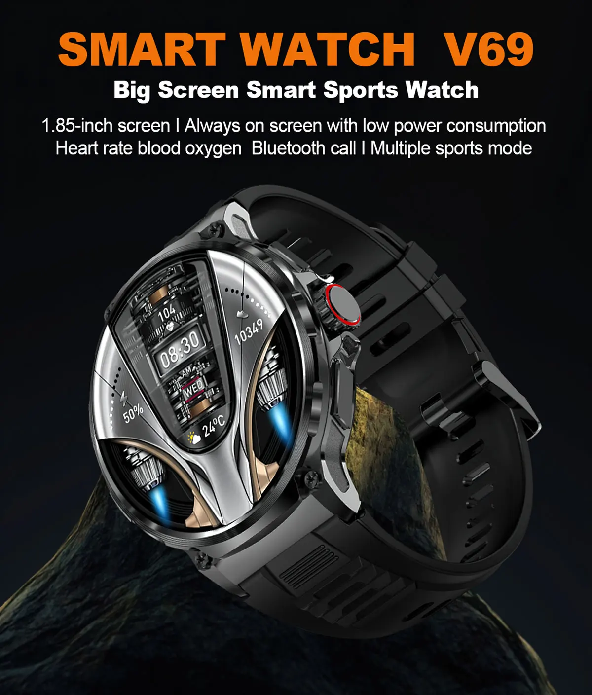 ZZYSMART Ceas Inteligent Bărbați 1.85 Inch Sport Fitness Tracker Bluetooth Apel Monitor Cardiac 710mAh Smartwatch Pentru Barbati Femei - 1