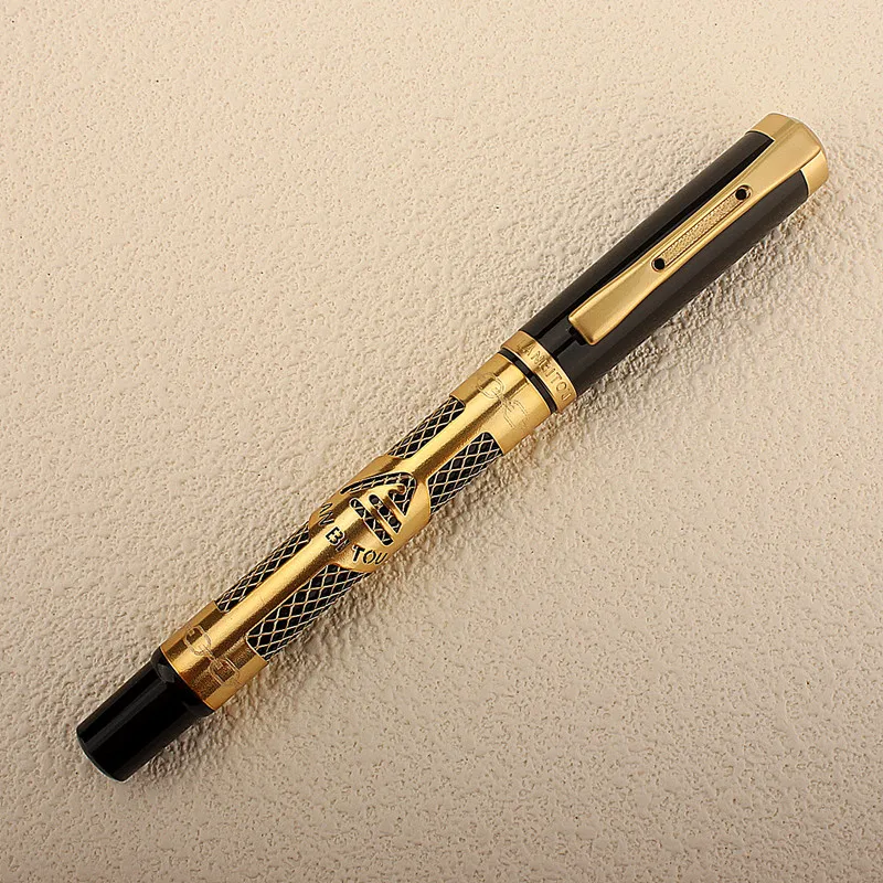 De lux de Metal ochiurilor de Plasă Model Rollerball Pen Aur de Lux Clip Pix 0.5 mm Negru Refill Role de Metal Pixuri - 1