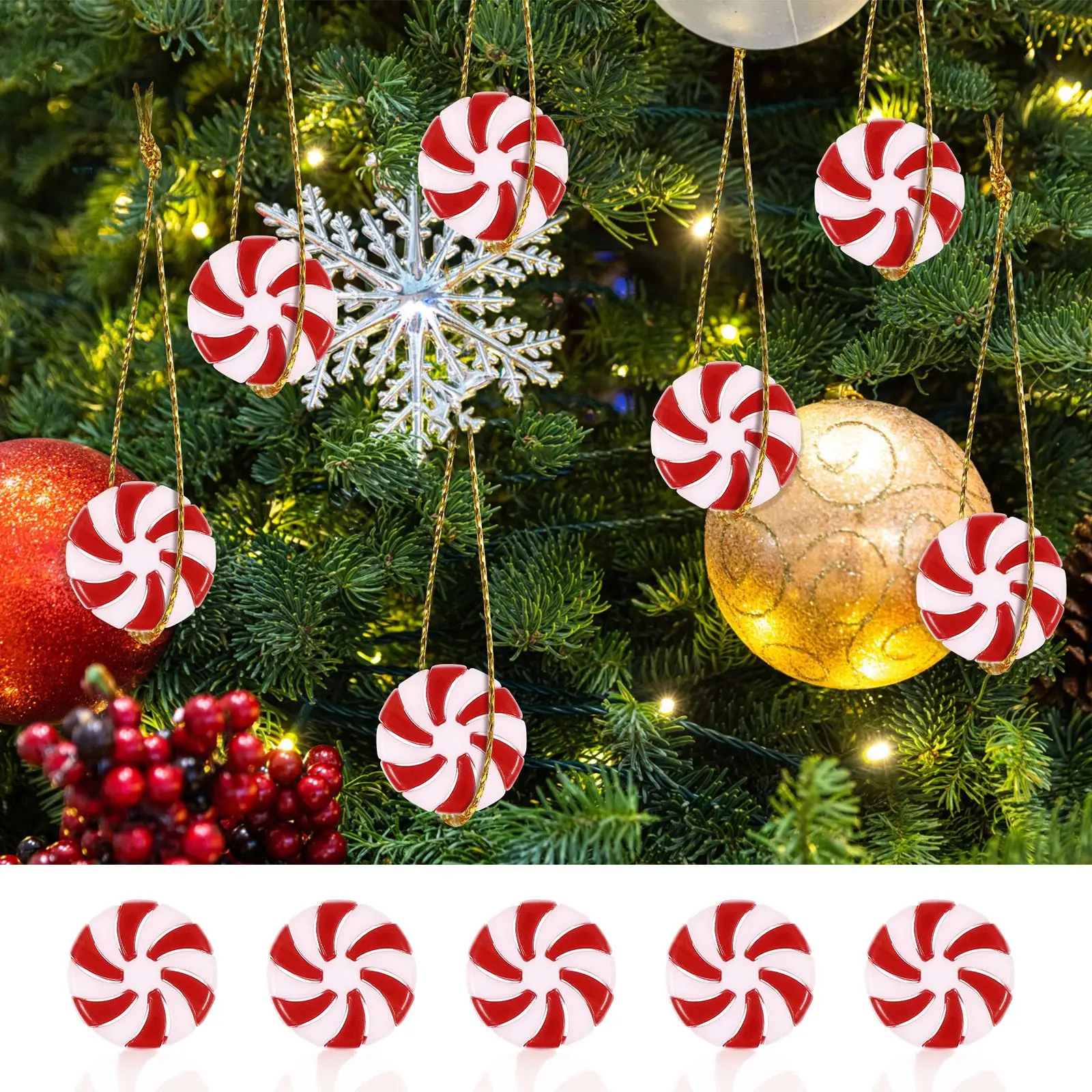 50pcs Anul Nou Acrilic Bomboane DIY de Crăciun Pom de Crăciun Agățat de Simulare Bomboane de Mentă Ornamente Dulciuri Picătură Pandantive Cadouri - 0