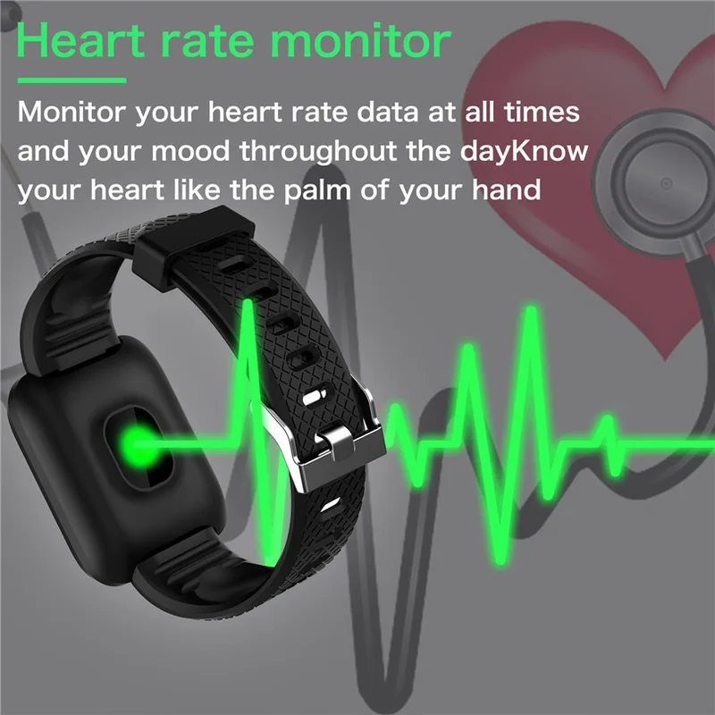 116 Plus Copii Inteligent Brățară Ceas Sport Rezistent La Apa Ceasul Inteligent Heart Rate Monitor De Presiune Sanguina A7 Bluetooth Smartwatch Bărbați - 1