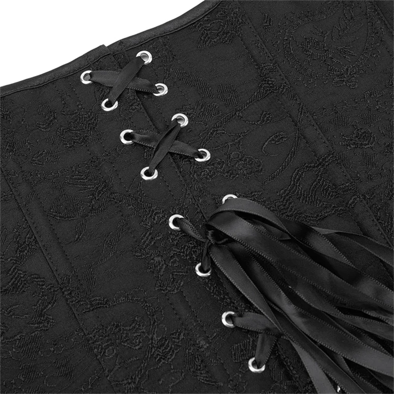 Black jacquard os modelarea corset pentru Femei Slim Corsete Lenjerie Sexy Gotic Corselet - 3